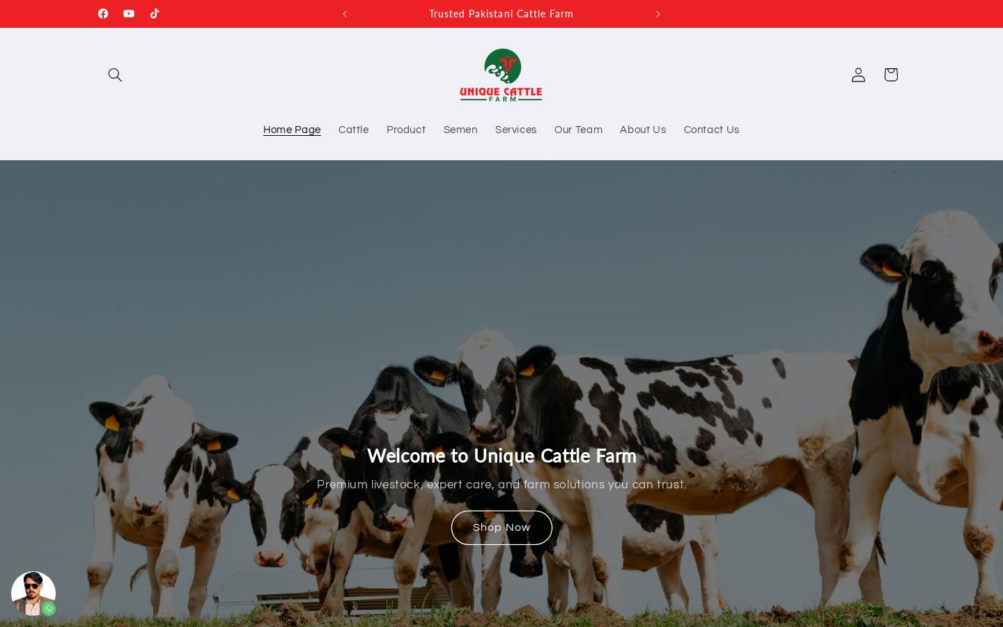 uniquecattlefarm.com homepage screenshot