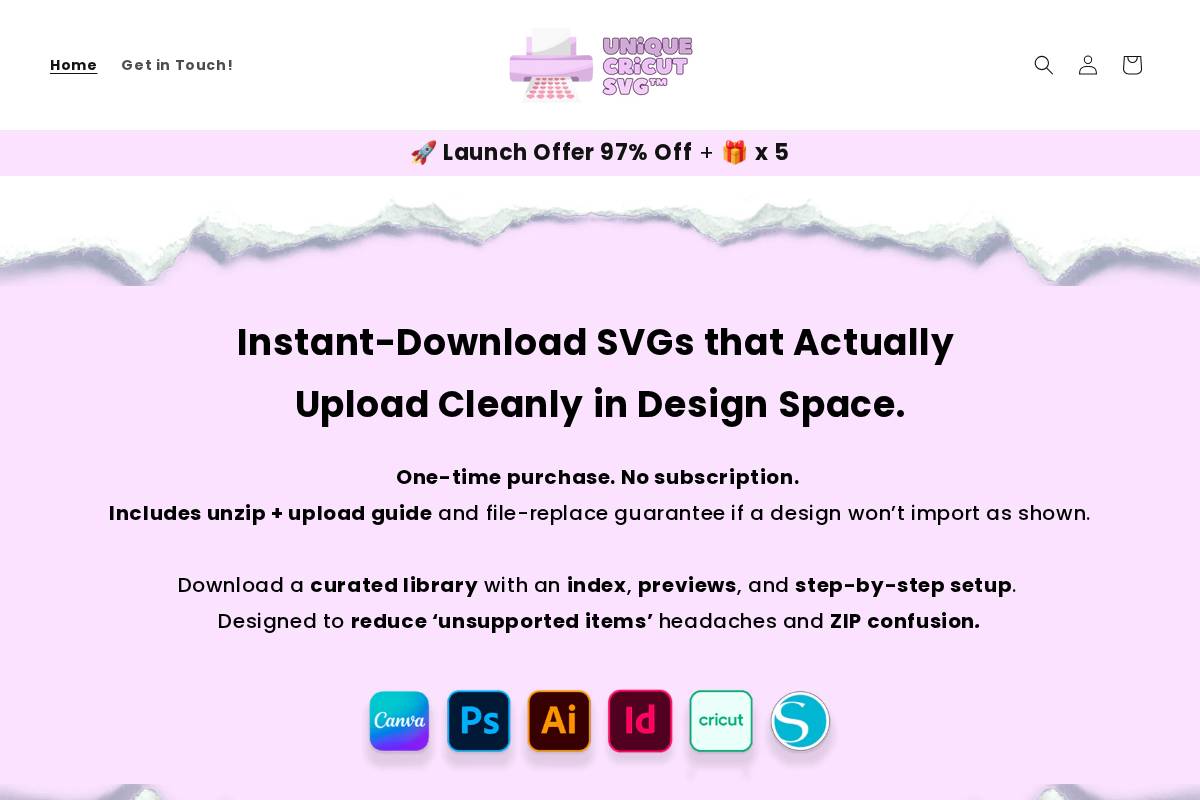 uniquecraftsvg.com homepage screenshot