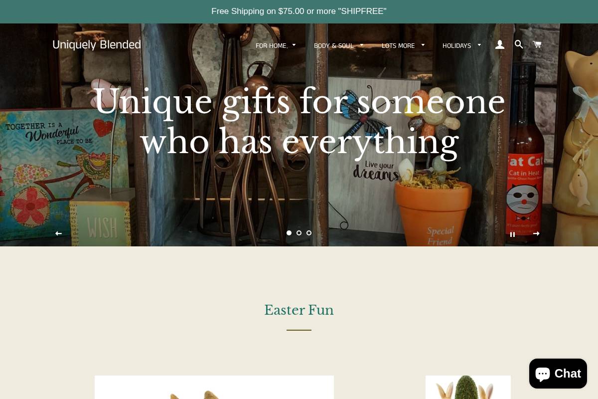 uniquelyblendedinc.com homepage screenshot