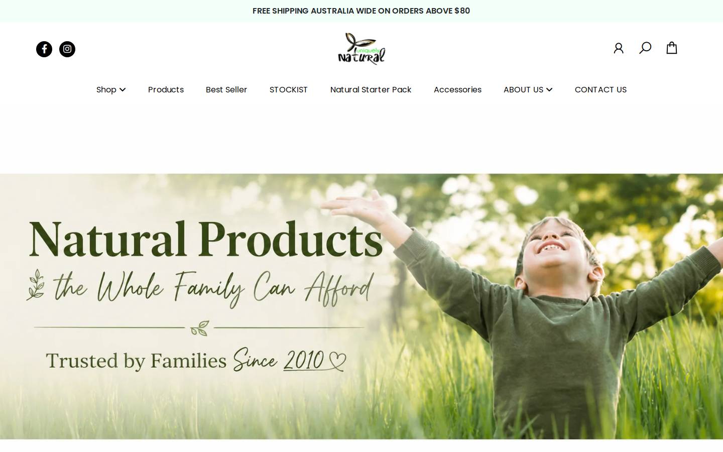 uniquelynatural.com.au homepage screenshot