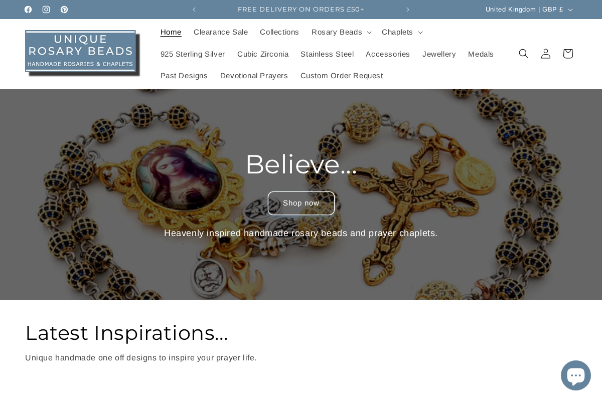 Unique Rosary Beads homepage screenshot