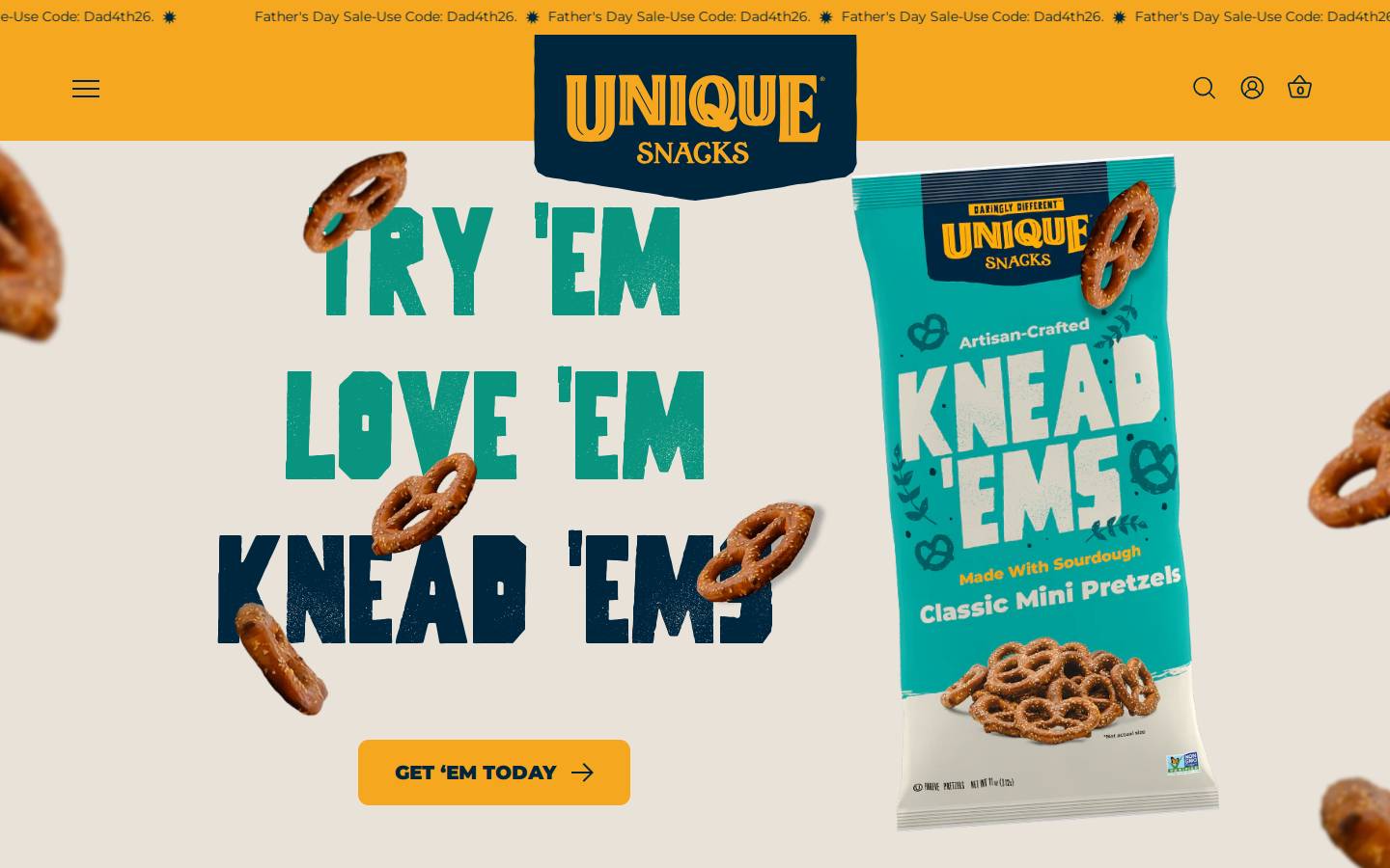 uniquesnacks.com homepage screenshot