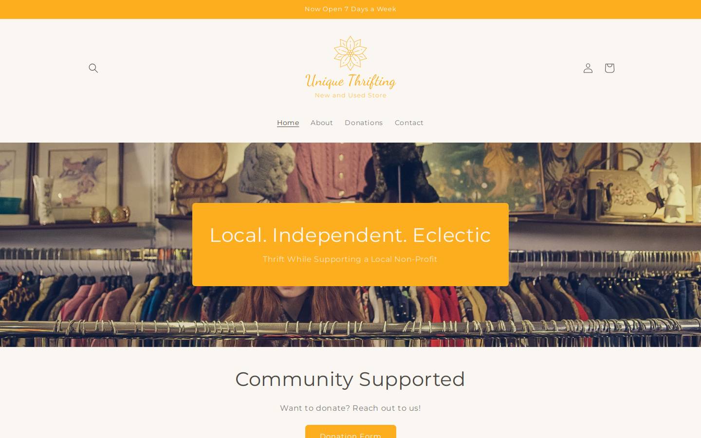 uniquethrifting.ca homepage screenshot