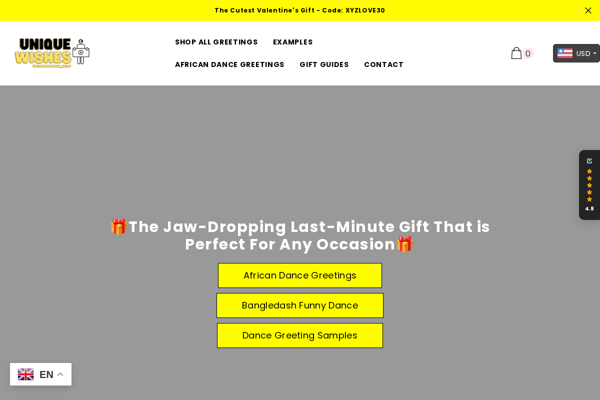 Unique Wishes Dance Greetings  homepage screenshot