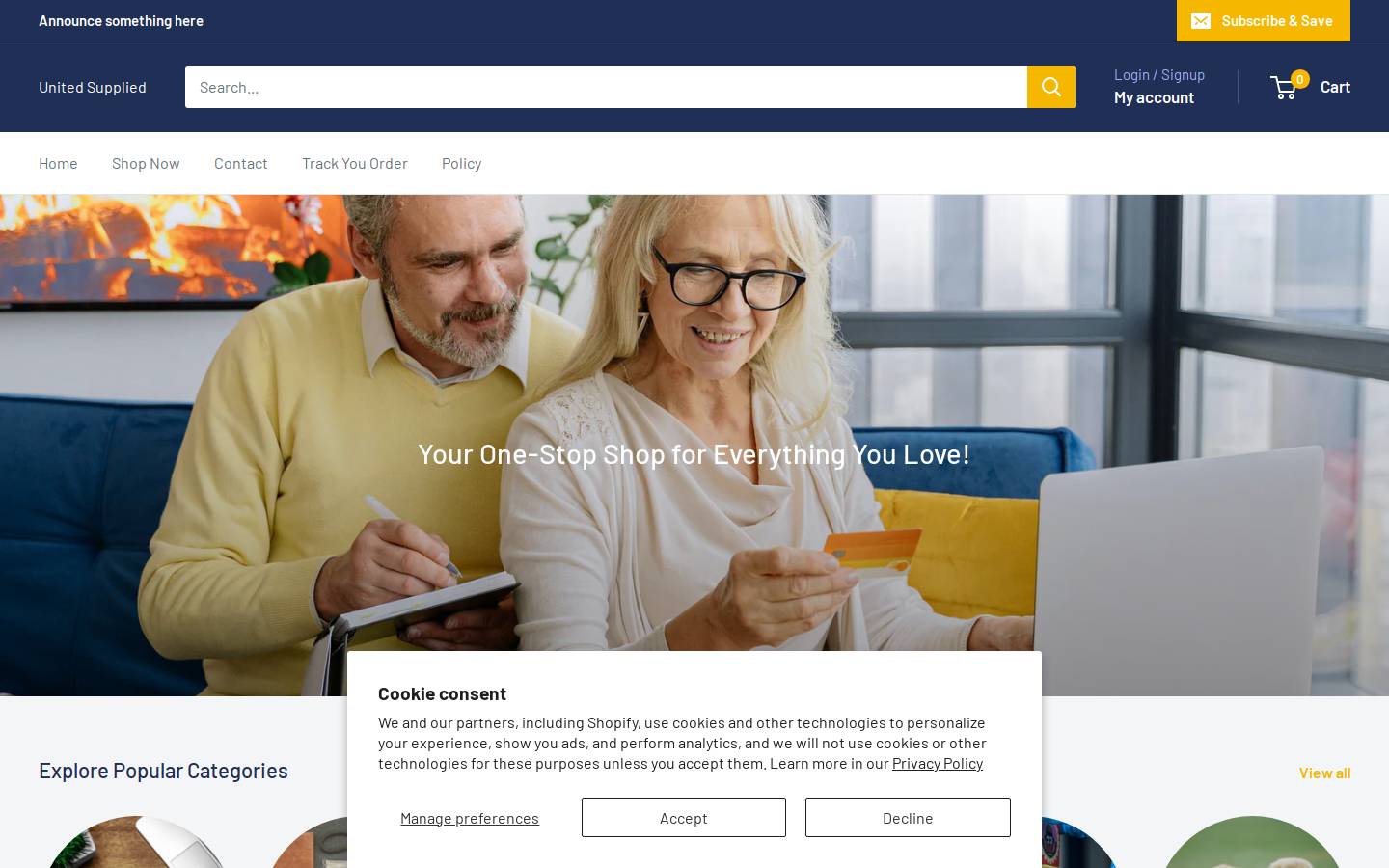 unitedsupplied.com homepage screenshot