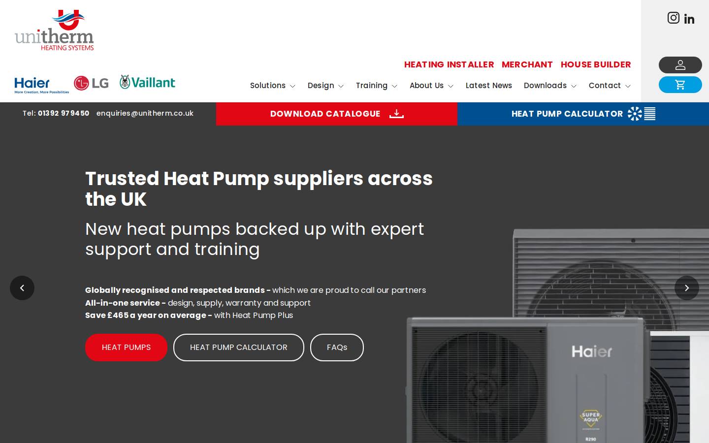 Unitherm UK homepage screenshot