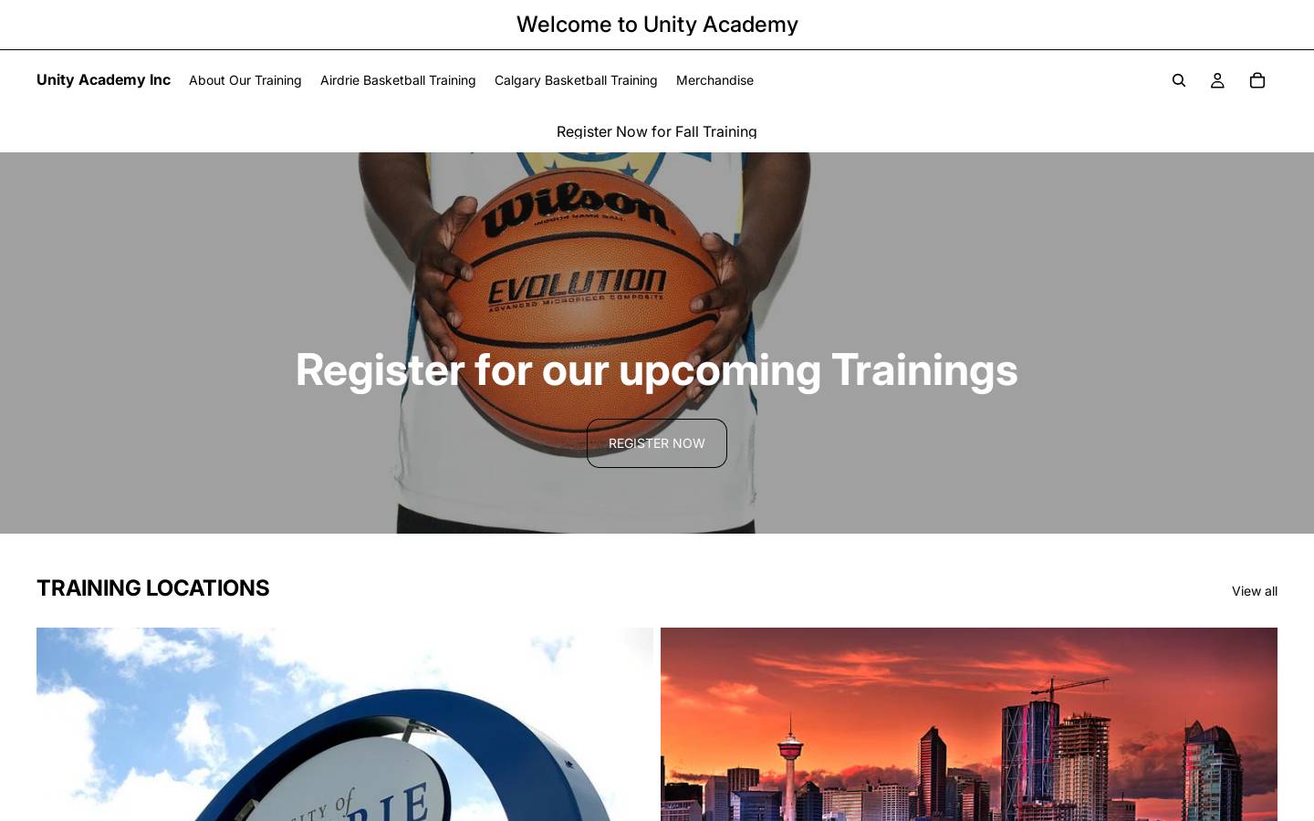 unityacademy.ca homepage screenshot