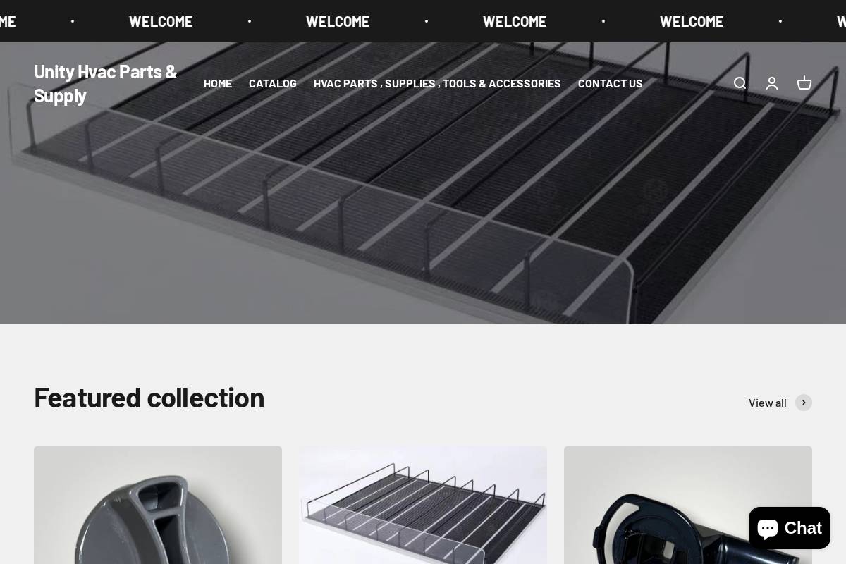 unityhvacparts.com homepage screenshot