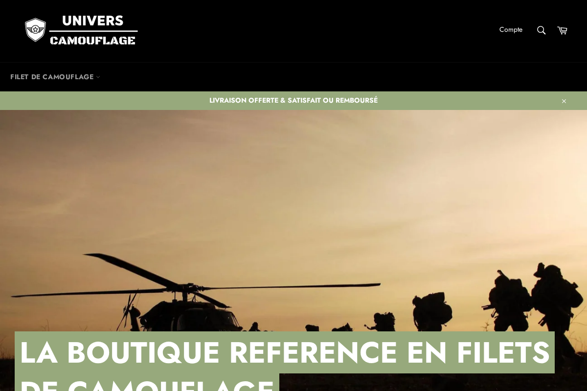 univers-camouflage.com homepage screenshot
