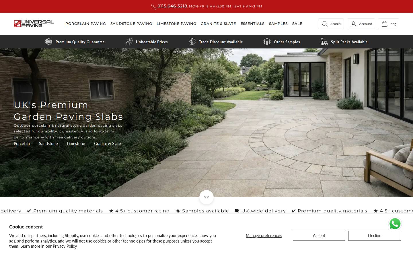 Universal Paving homepage screenshot