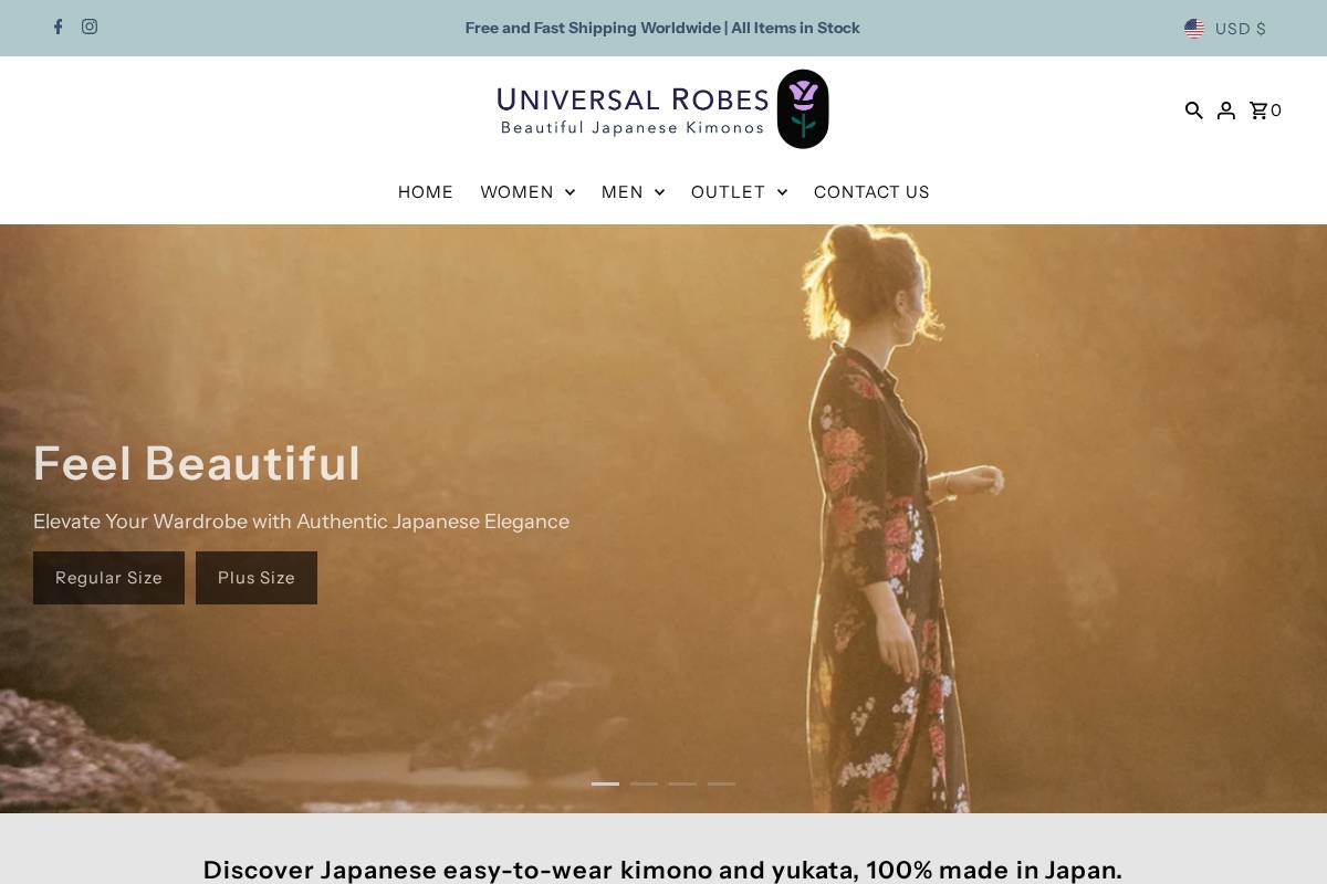 universalrobes.com homepage screenshot