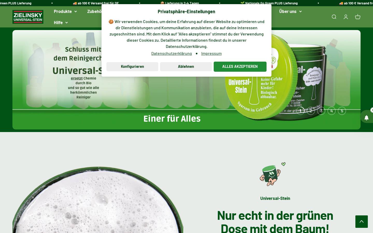 Zielinsky Universal-Stein homepage screenshot