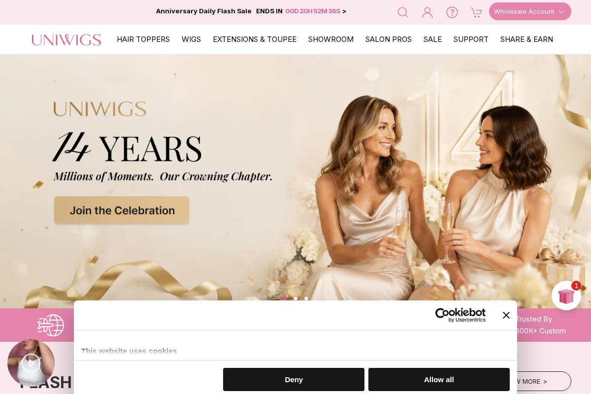 uniwigs.com homepage screenshot