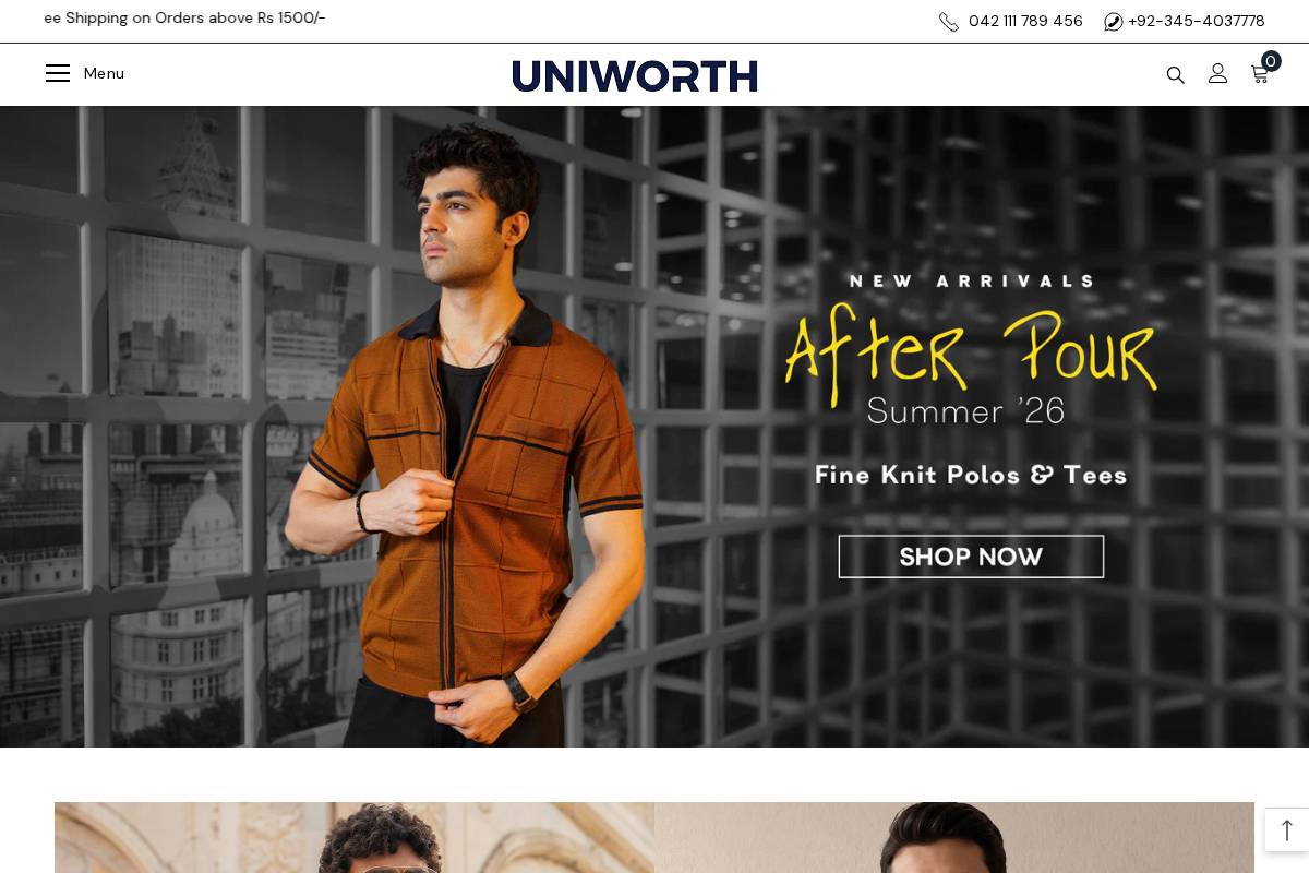 Uniworth homepage screenshot