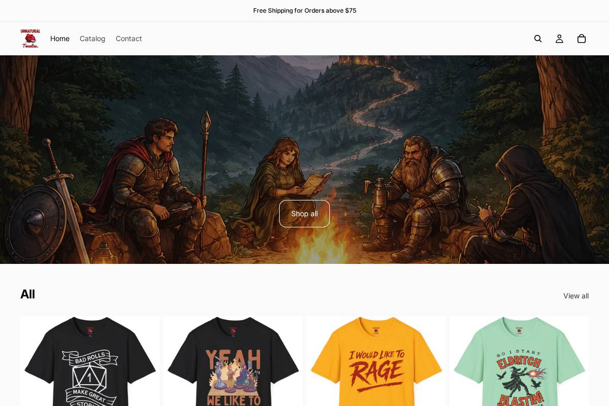 unnaturaltwentee.store homepage screenshot