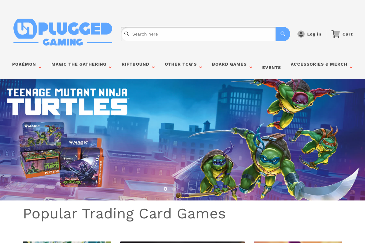 Unplugged Gaming homepage screenshot
