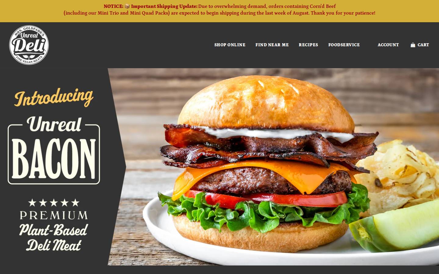 unrealdeli.com homepage screenshot