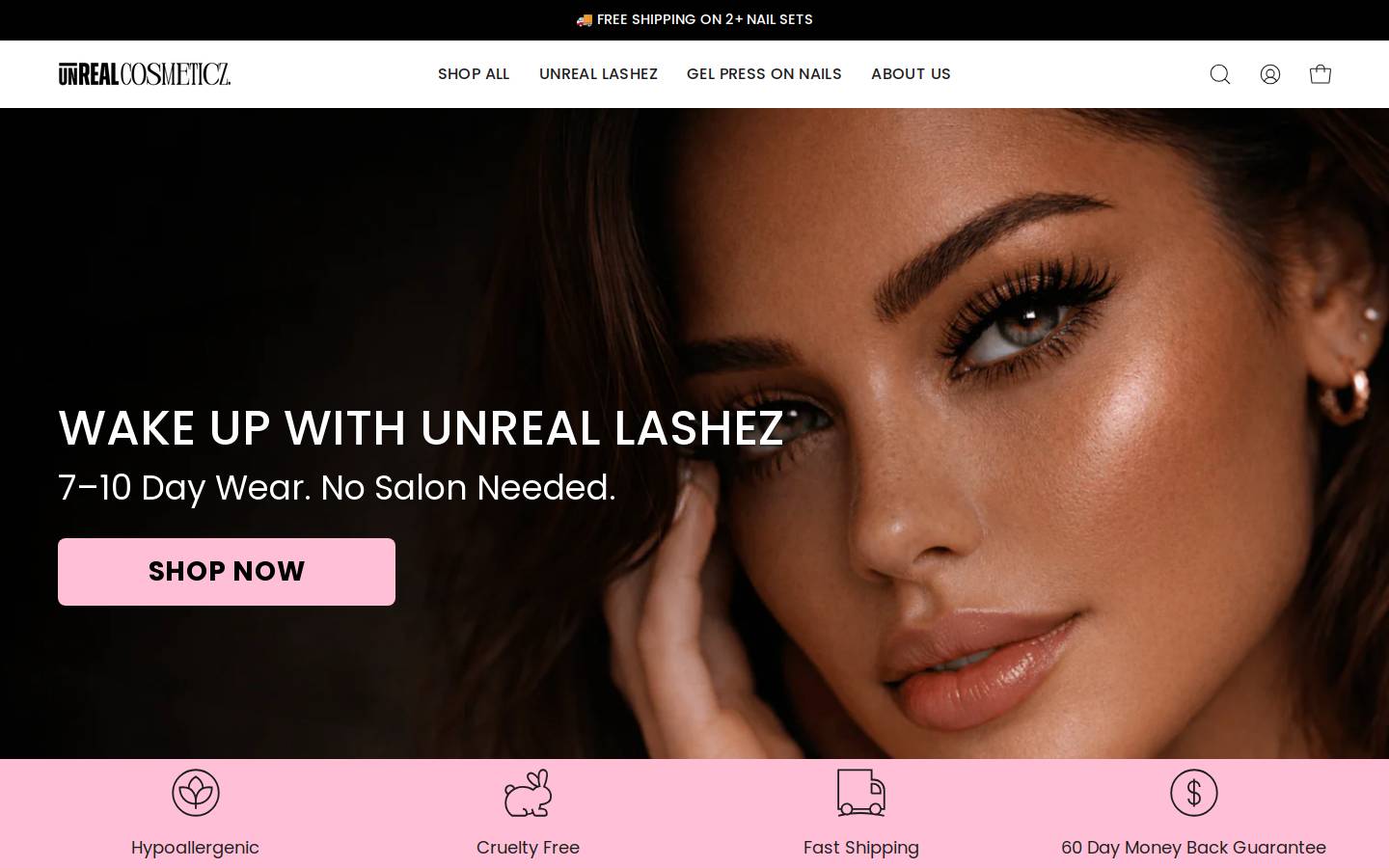 unrealnailz.com homepage screenshot