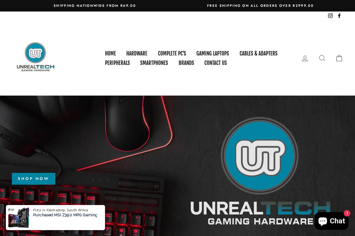 unrealtech.co.za homepage screenshot