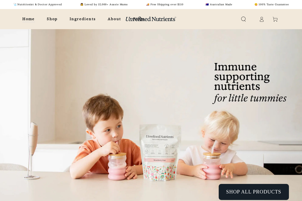 Unrefined Nutrients homepage screenshot