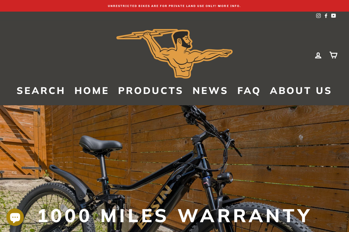 UnrestrictedBikes homepage screenshot