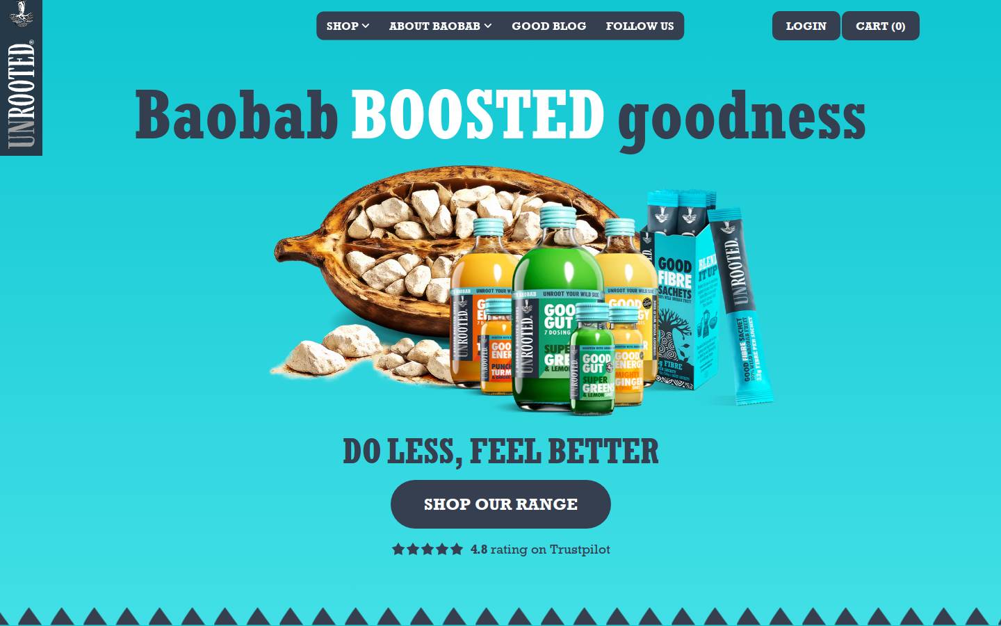 UNROOTED Drinks homepage screenshot