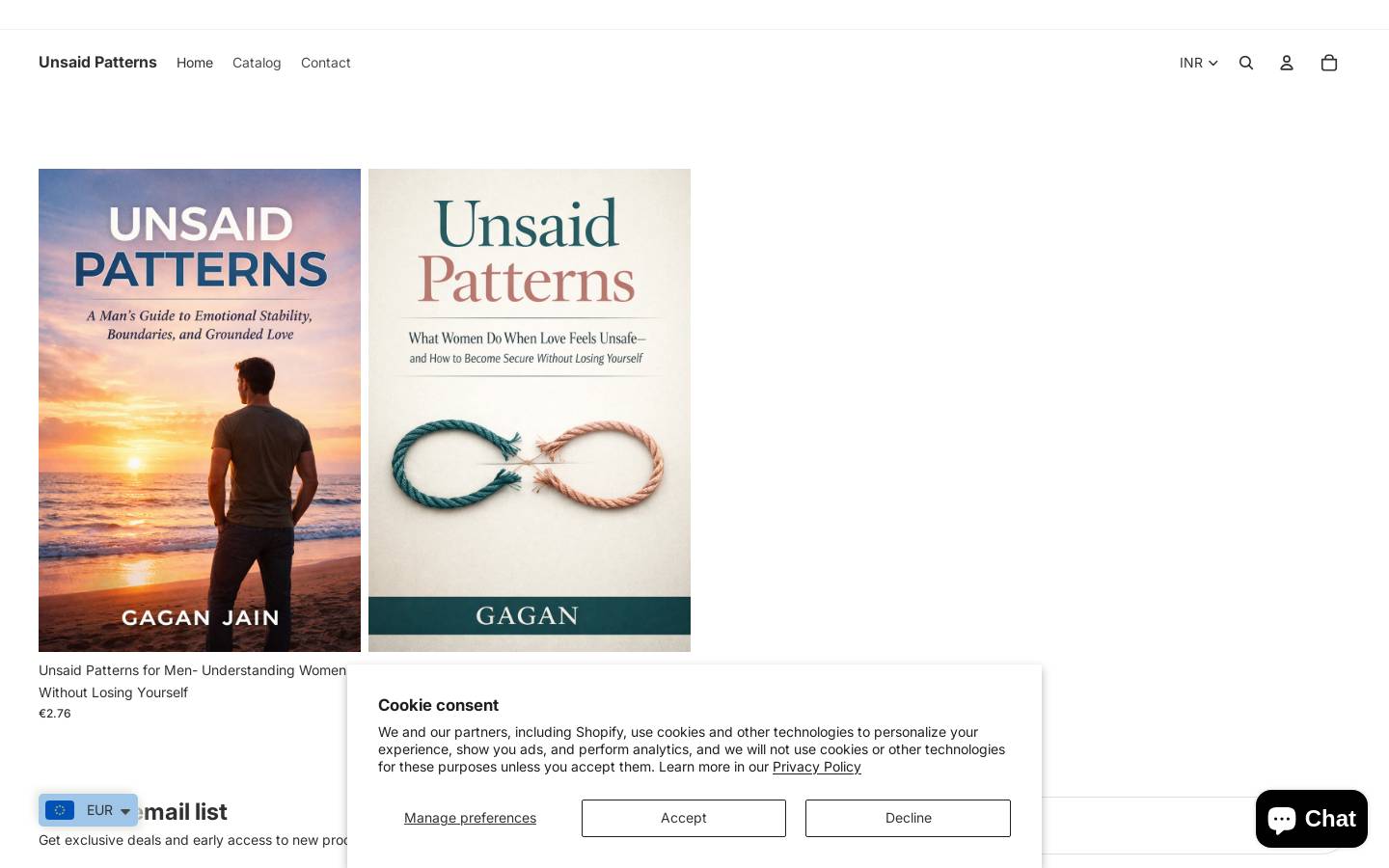 unsaidpatterns.store homepage screenshot