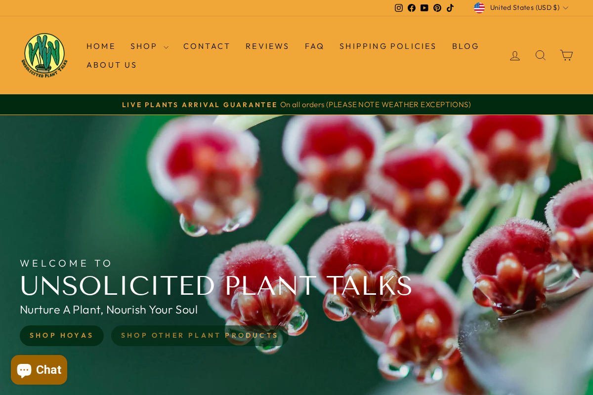 Unsolicited Plant Talks homepage screenshot