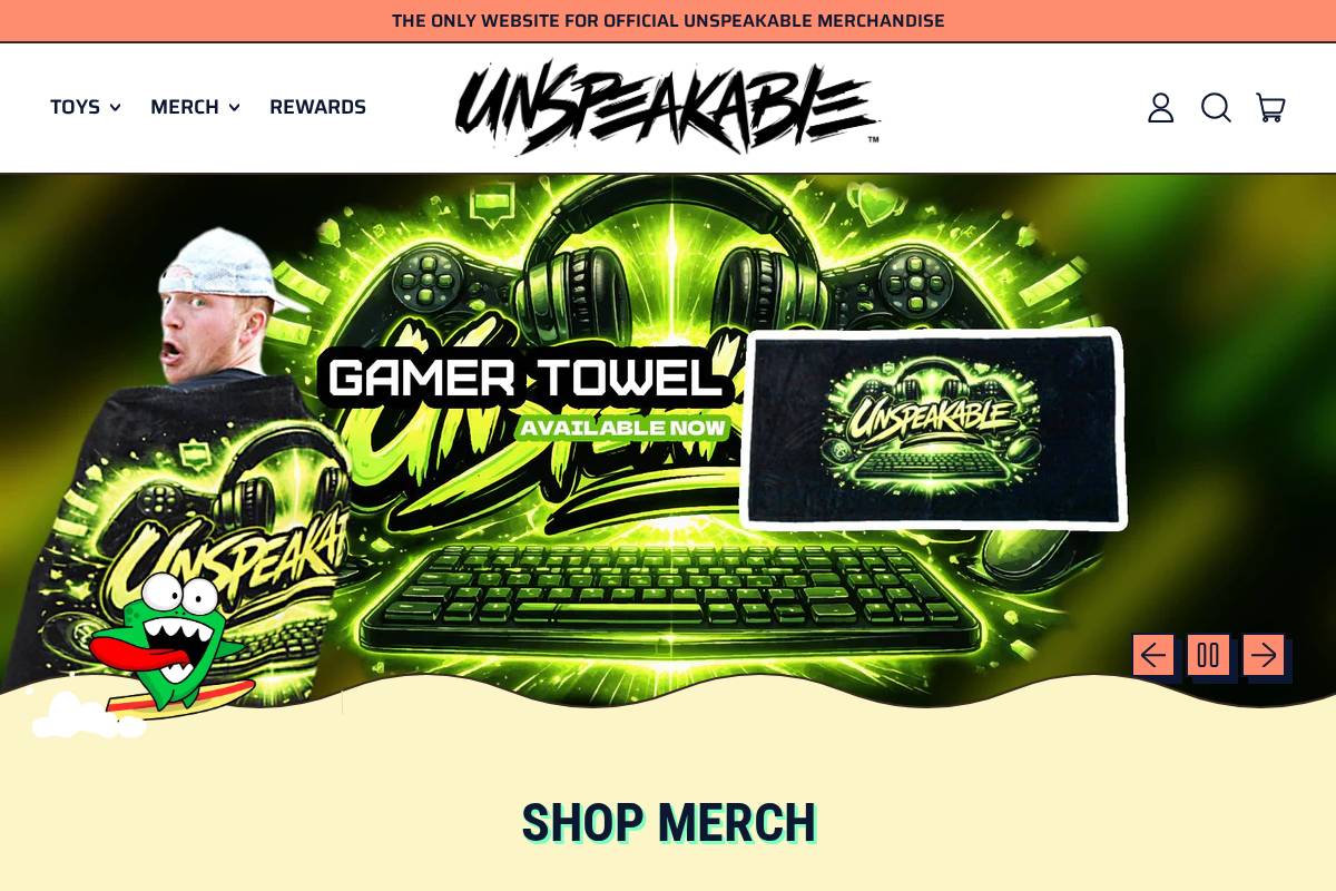 Unspeakable homepage screenshot