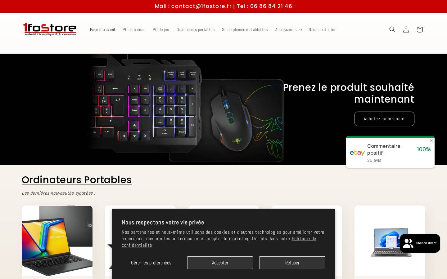 UnSys Informatique homepage screenshot