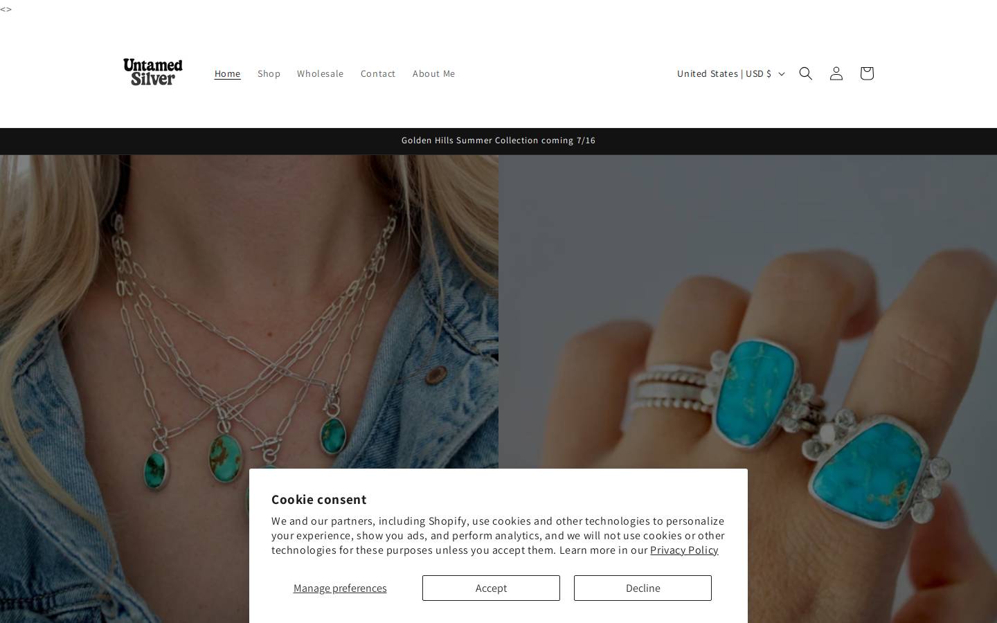 untamedsilver.com homepage screenshot