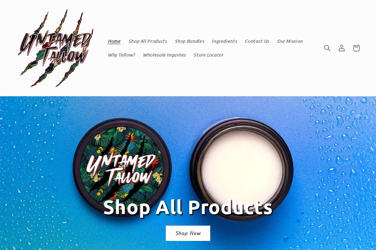 untamedtallow.com homepage screenshot