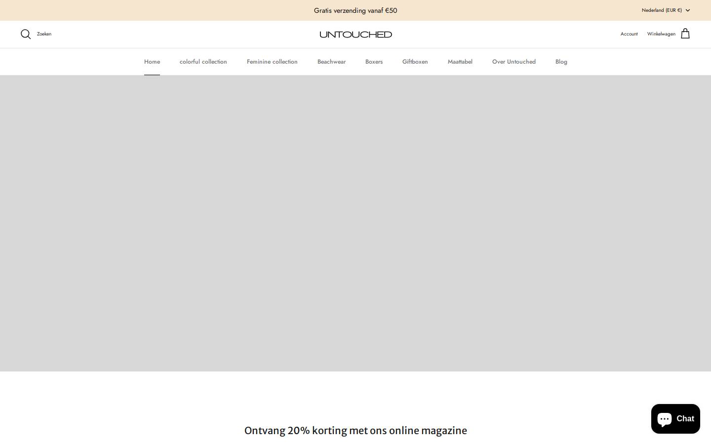 Untouched homepage screenshot