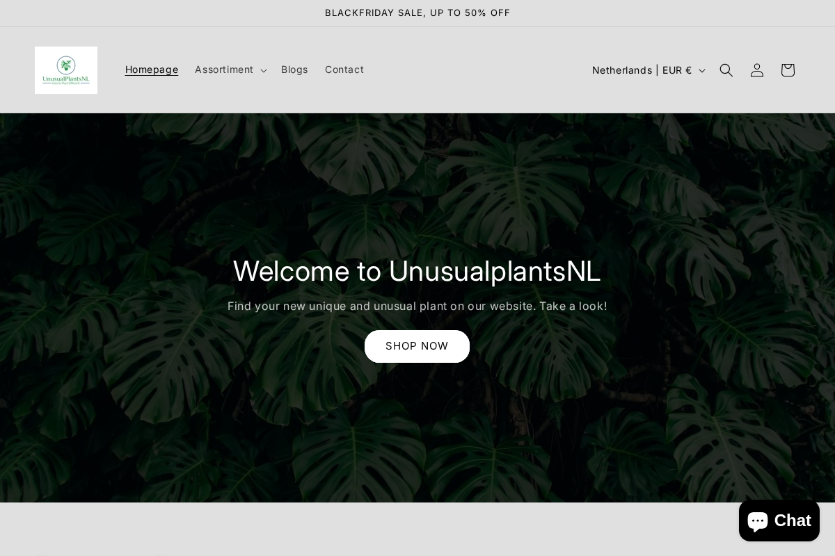 Unusualplantsnl homepage screenshot