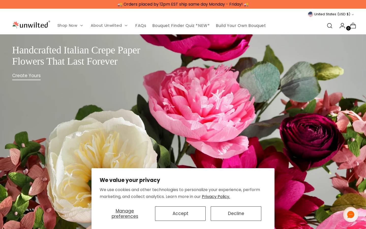 Unwilted homepage screenshot
