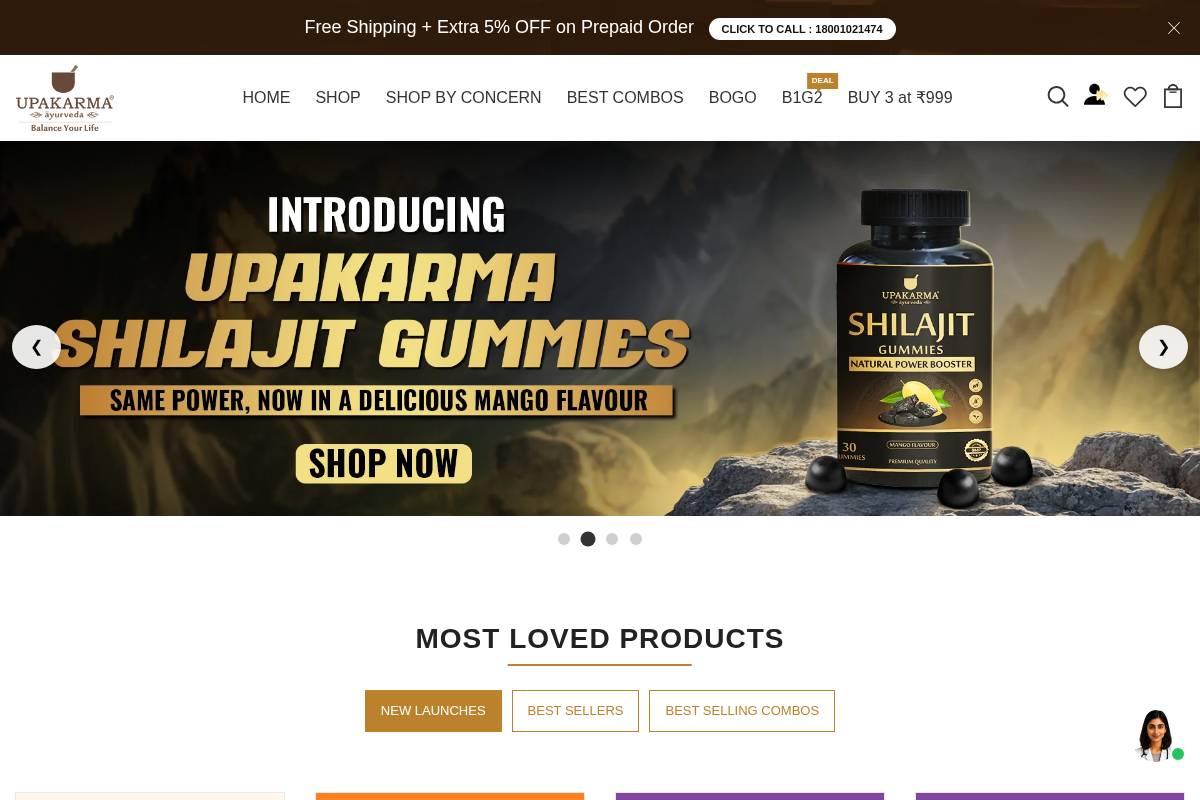 upakarma.com homepage screenshot