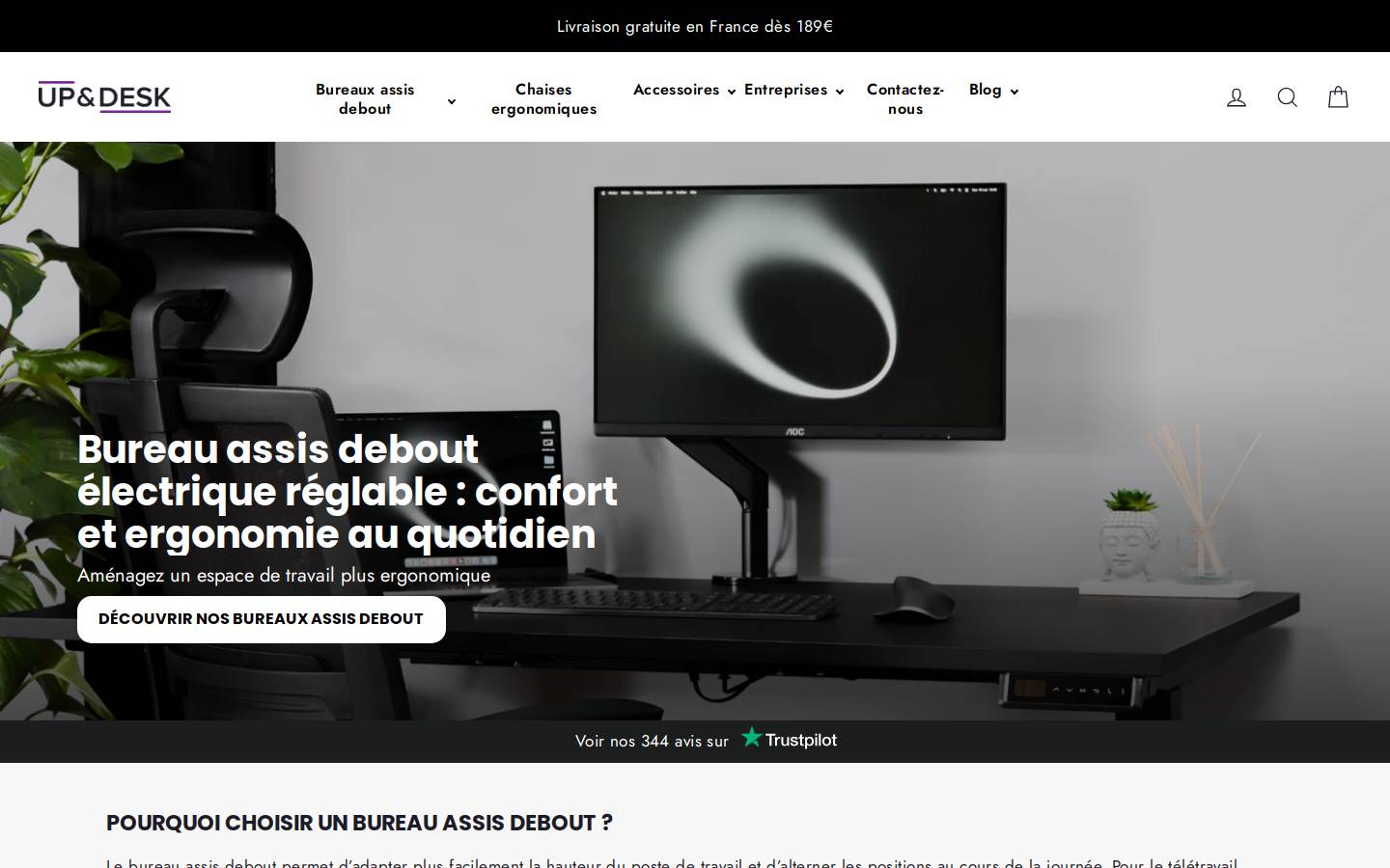 UP & DESK homepage screenshot