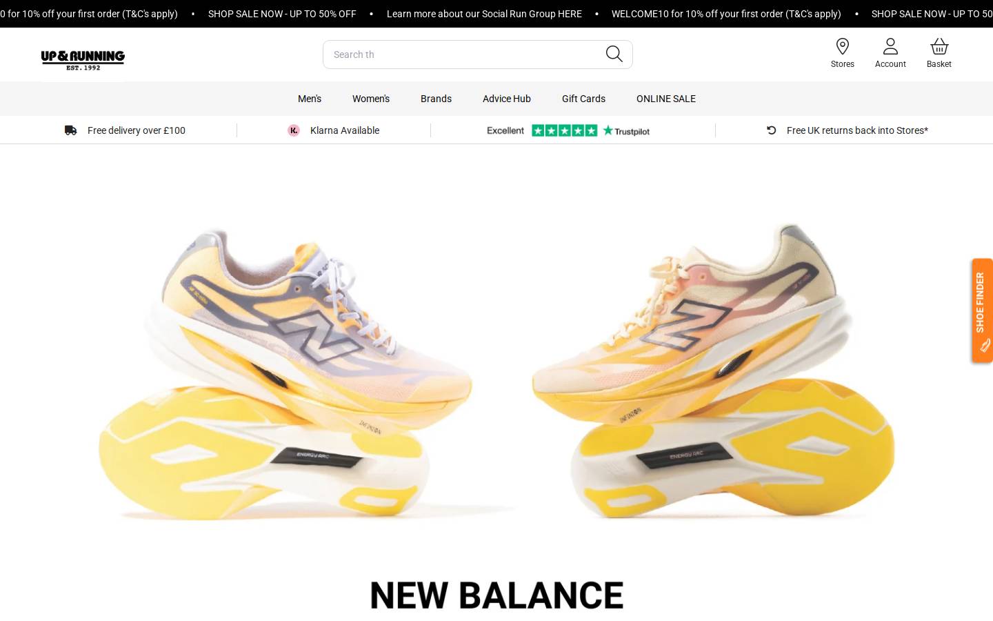 Up & Running homepage screenshot