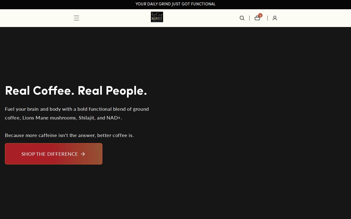 upcupkoffee.com homepage screenshot