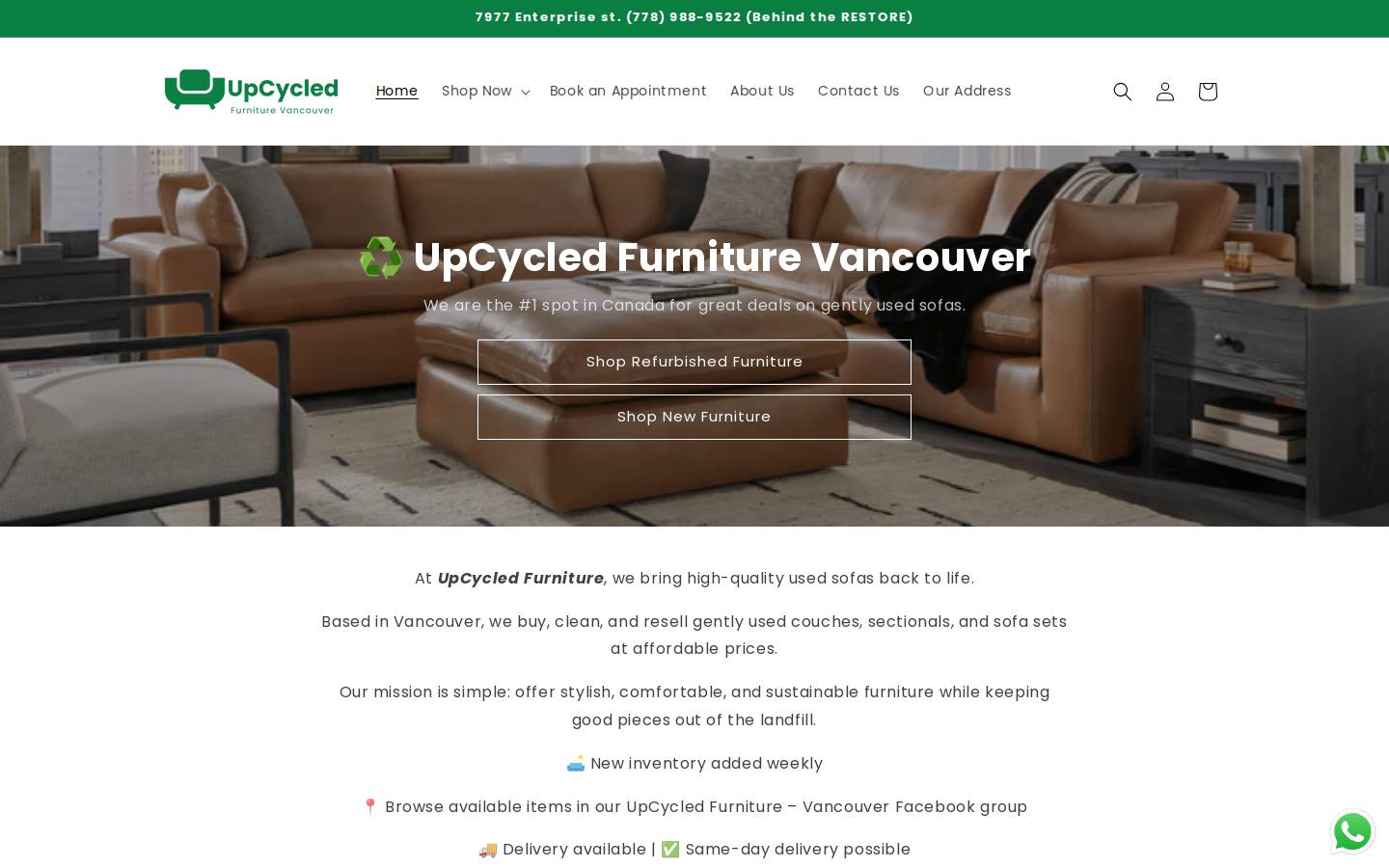upcycledfurniture.ca homepage screenshot