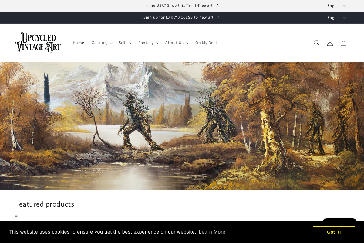 Upcycled Vintage Art homepage screenshot