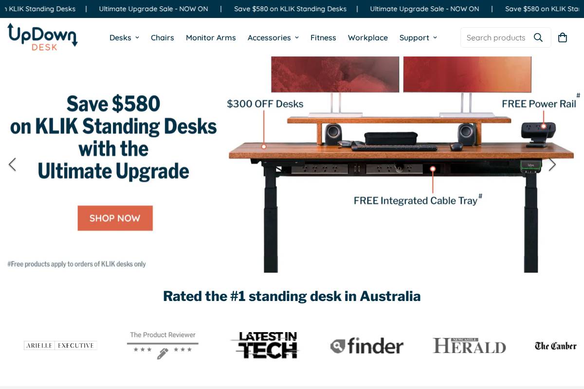 Updowndesk homepage screenshot