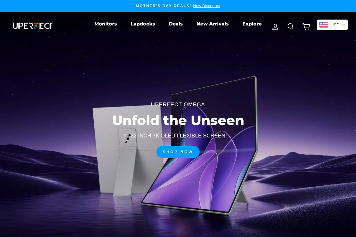 Uperfect homepage screenshot