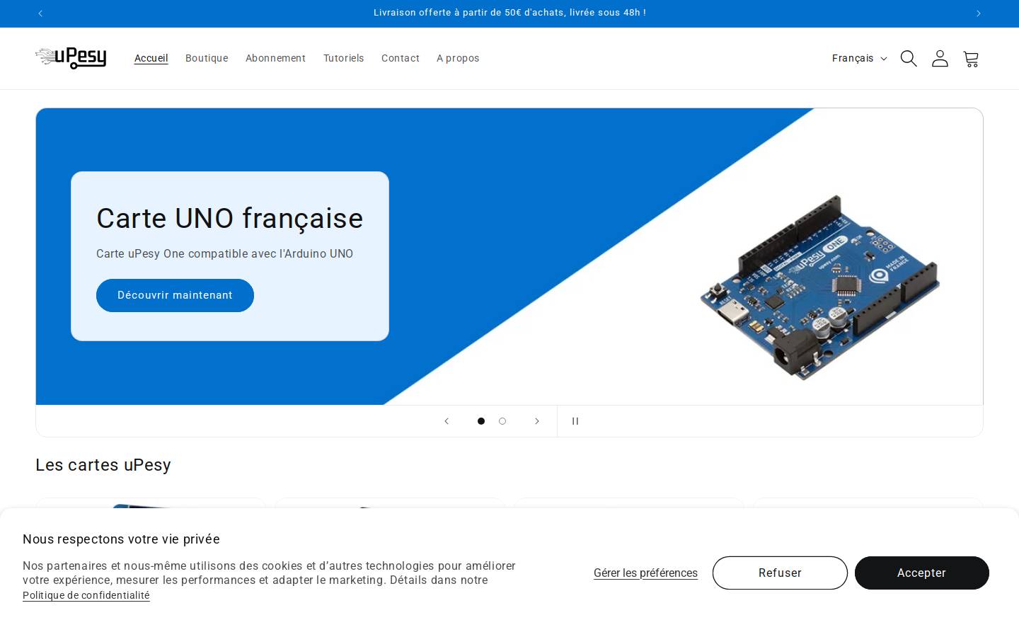 upesy.fr homepage screenshot