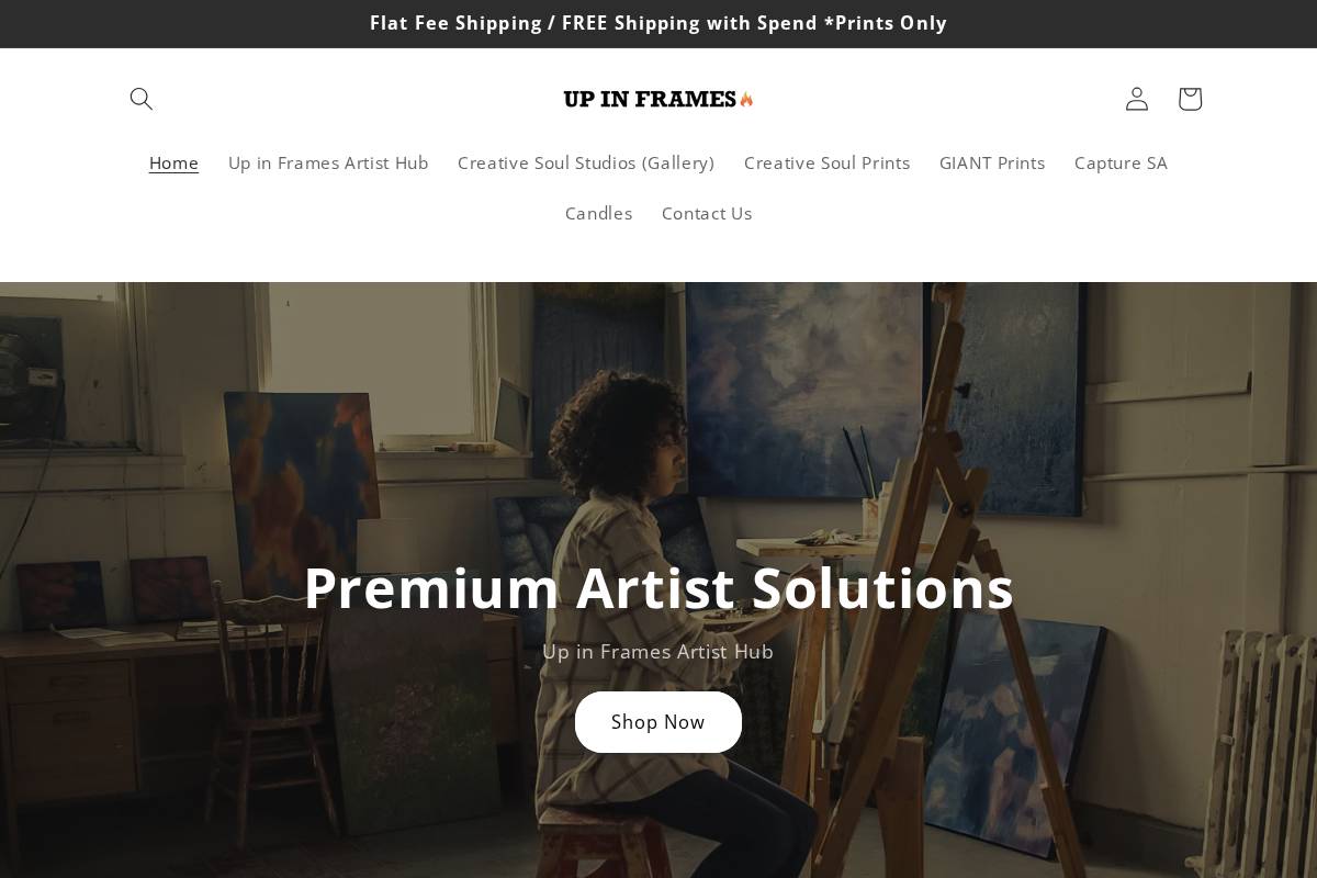 upinframes.shop homepage screenshot