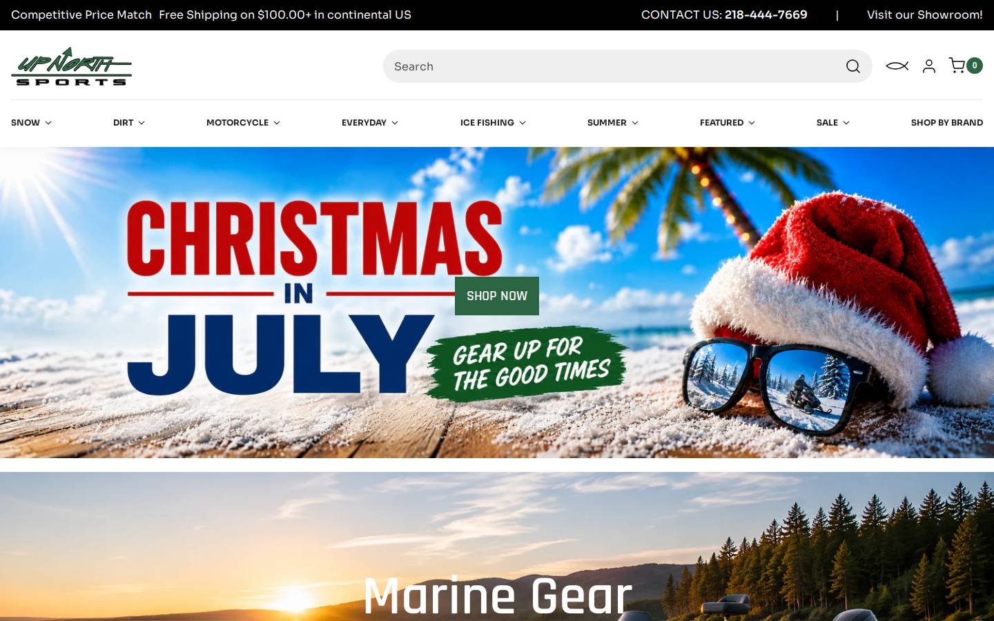 Up North Sports homepage screenshot