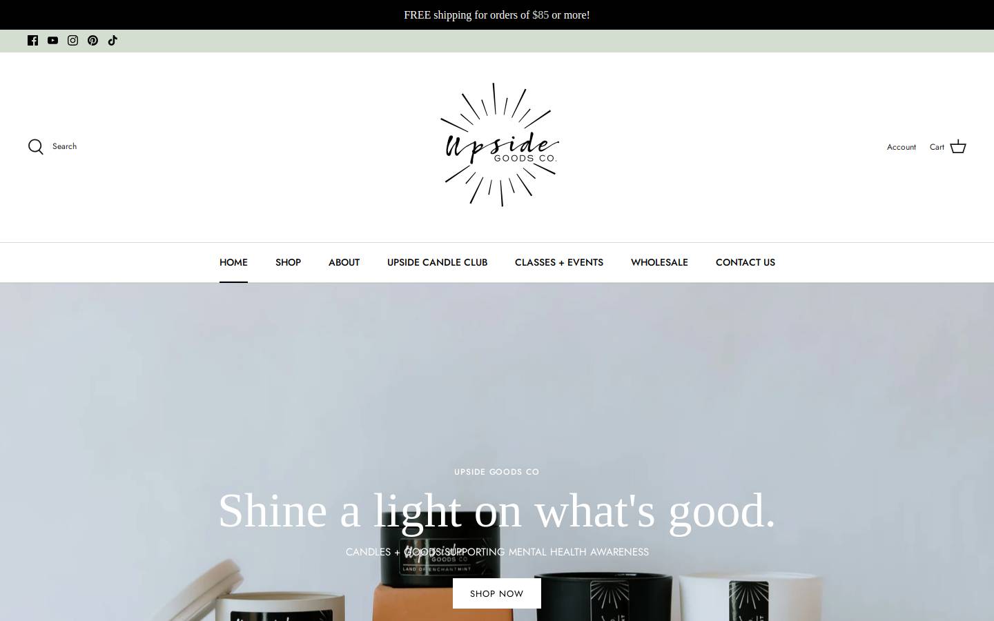 upsidegoodsco.com homepage screenshot