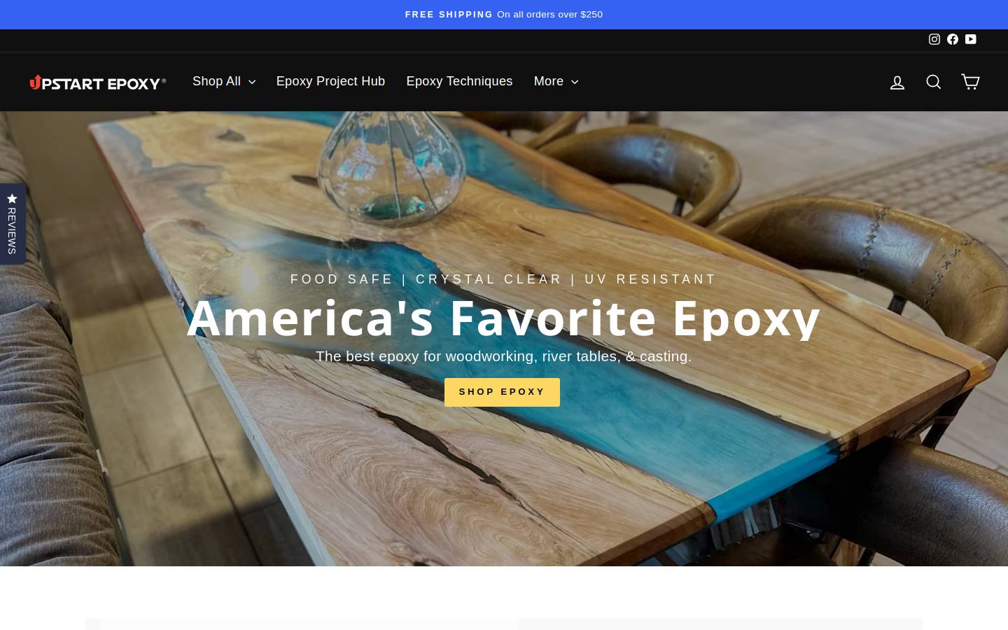 Upstart Epoxy homepage screenshot