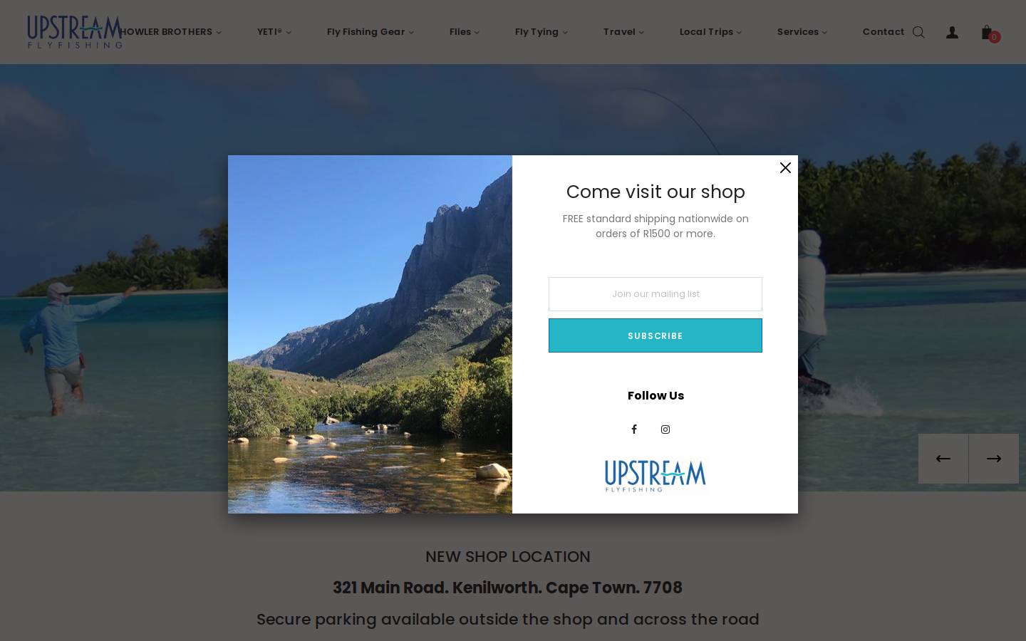 upstreamflyfishing.co.za homepage screenshot