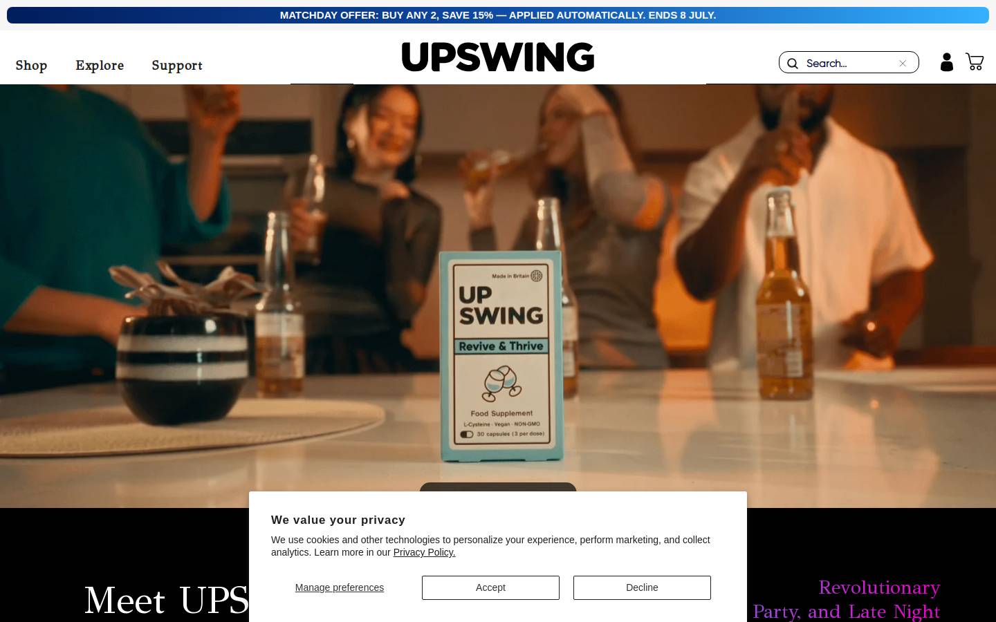 UPSWING homepage screenshot